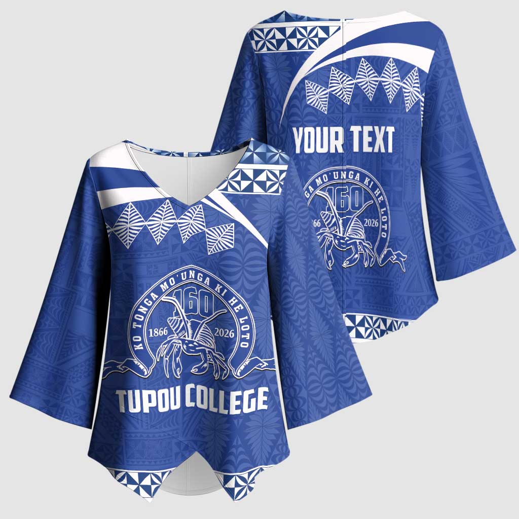 Personalised Tonga Tupou College Toloa Kimono Sleeve Blouse 160 Years Anniversary Tongan Ngatu Pattern