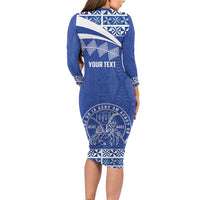 Personalised Tonga Tupou College Toloa Long Sleeve Bodycon Dress 160 Years Anniversary Tongan Ngatu Pattern