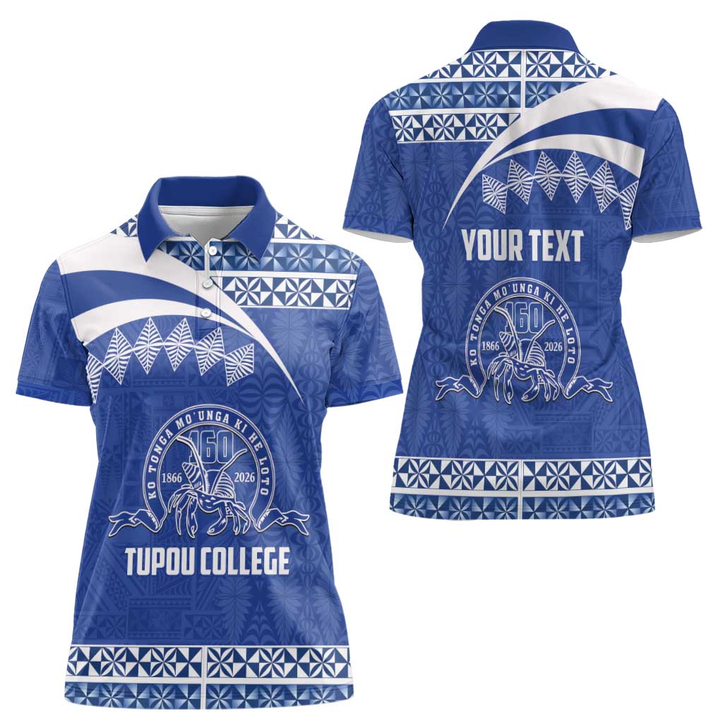Personalised Tonga Tupou College Toloa Women Polo Shirt 160 Years Anniversary Tongan Ngatu Pattern
