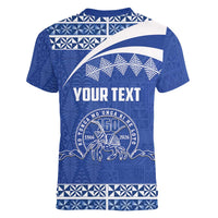 Personalised Tonga Tupou College Toloa Women V-Neck T-Shirt 160 Years Anniversary Tongan Ngatu Pattern