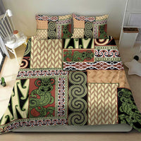 Beige Aotearoa Kowhaiwhai Pattern Bedding Set NZ Maori Quilt Style