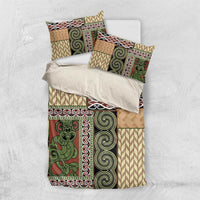 Beige Aotearoa Kowhaiwhai Pattern Bedding Set NZ Maori Quilt Style