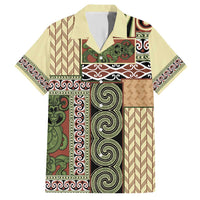 Beige Aotearoa Kowhaiwhai Pattern Family Matching Short Sleeve Bodycon Dress and Hawaiian Shirt NZ Maori Quilt Style LT14 Dad's Shirt - Short Sleeve Beige - Polynesian Pride