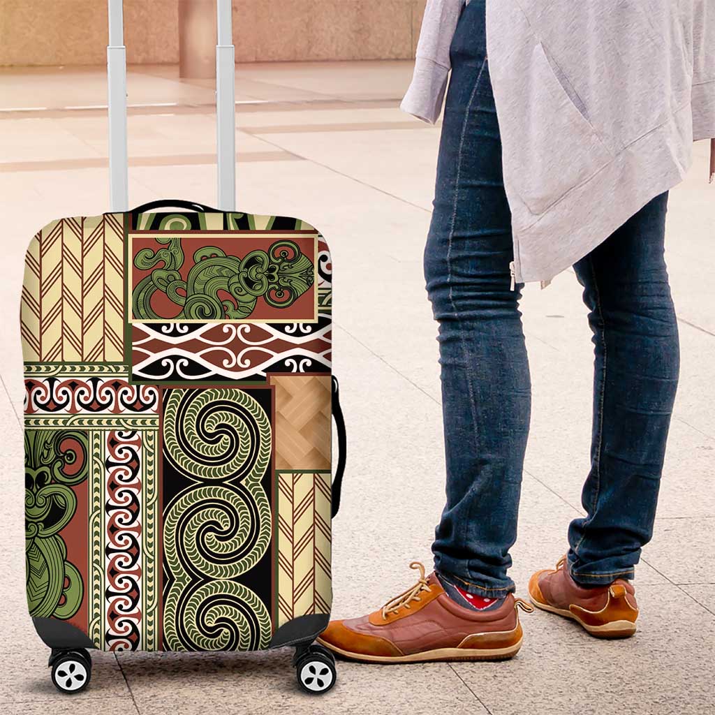 Beige Aotearoa Kowhaiwhai Pattern Luggage Cover NZ Maori Quilt Style LT14 Beige - Polynesian Pride