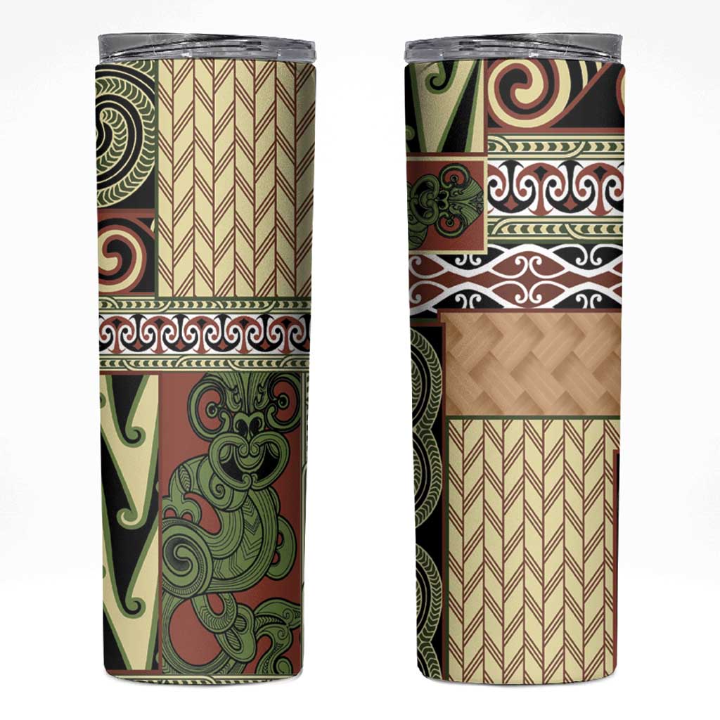 Beige Aotearoa Kowhaiwhai Pattern Skinny Tumbler NZ Maori Quilt Style LT14 Beige - Polynesian Pride