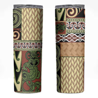Beige Aotearoa Kowhaiwhai Pattern Skinny Tumbler NZ Maori Quilt Style LT14 Beige - Polynesian Pride