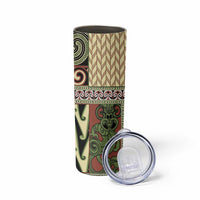 Beige Aotearoa Kowhaiwhai Pattern Skinny Tumbler NZ Maori Quilt Style LT14 - Polynesian Pride