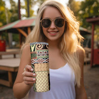 Beige Aotearoa Kowhaiwhai Pattern Skinny Tumbler NZ Maori Quilt Style LT14 - Polynesian Pride