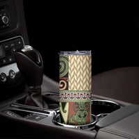 Beige Aotearoa Kowhaiwhai Pattern Skinny Tumbler NZ Maori Quilt Style LT14 - Polynesian Pride