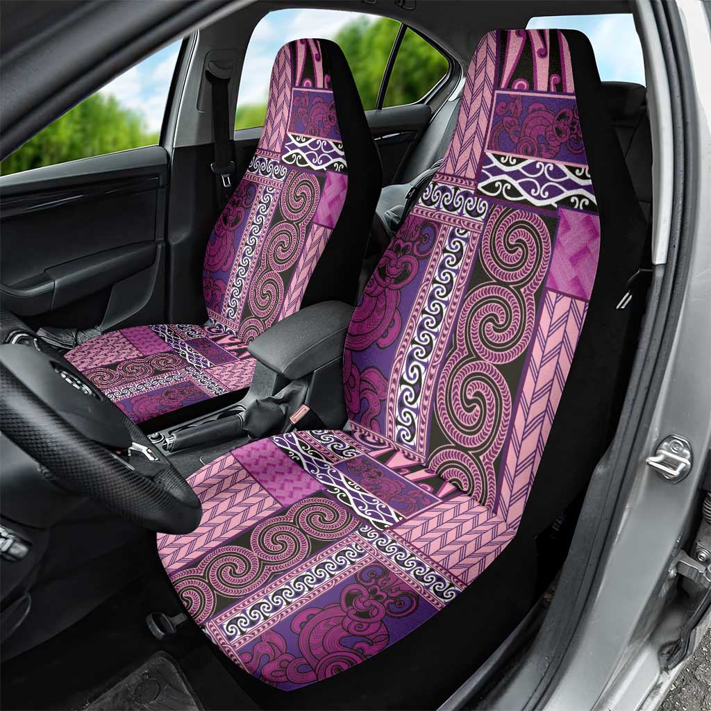 Pink Aotearoa Kowhaiwhai Pattern Car Seat Cover NZ Maori Quilt Style