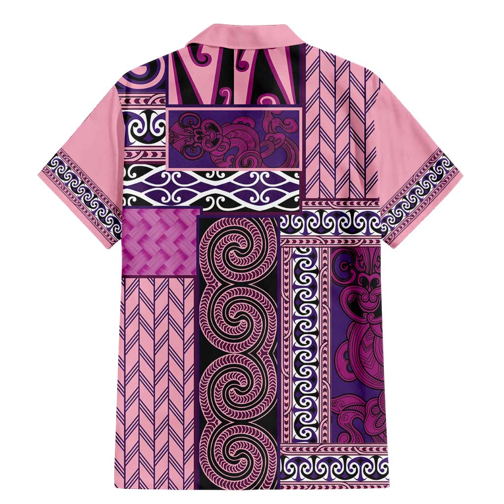 Pink Aotearoa Kowhaiwhai Pattern Family Matching Mermaid Dress and Hawaiian Shirt NZ Maori Quilt Style