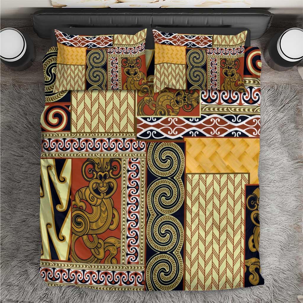 Yellow Aotearoa Kowhaiwhai Pattern Bedding Set NZ Maori Quilt Style