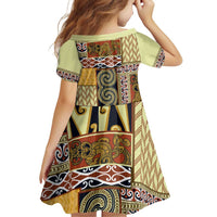Yellow Aotearoa Kowhaiwhai Pattern Family Matching Puletasi and Hawaiian Shirt NZ Maori Quilt Style LT14 - Polynesian Pride