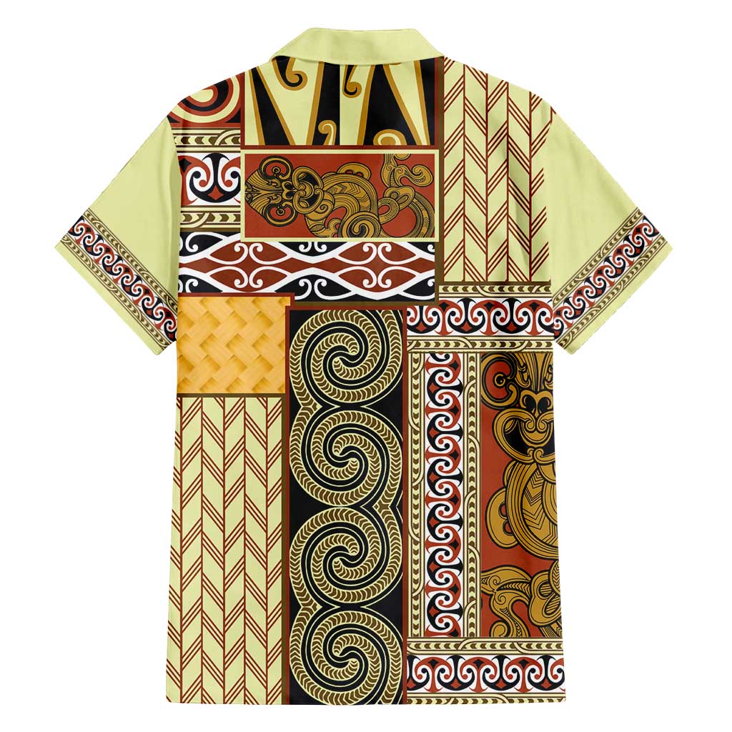 Yellow Aotearoa Kowhaiwhai Pattern Family Matching Puletasi and Hawaiian Shirt NZ Maori Quilt Style LT14 - Polynesian Pride