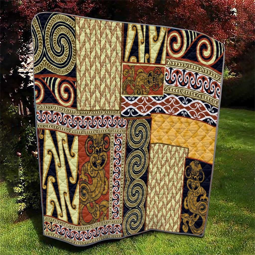 Yellow Aotearoa Kowhaiwhai Pattern Quilt NZ Maori Quilt Style