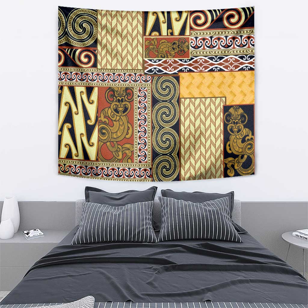 Yellow Aotearoa Kowhaiwhai Pattern Tapestry NZ Maori Quilt Style