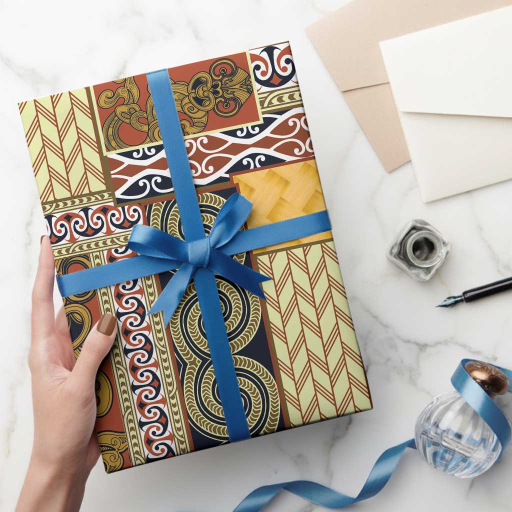 Yellow Aotearoa Kowhaiwhai Pattern Wrapping Paper NZ Maori Quilt Style - Polynesian Pride