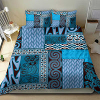 Blue Aotearoa Kowhaiwhai Pattern Bedding Set NZ Maori Quilt Style