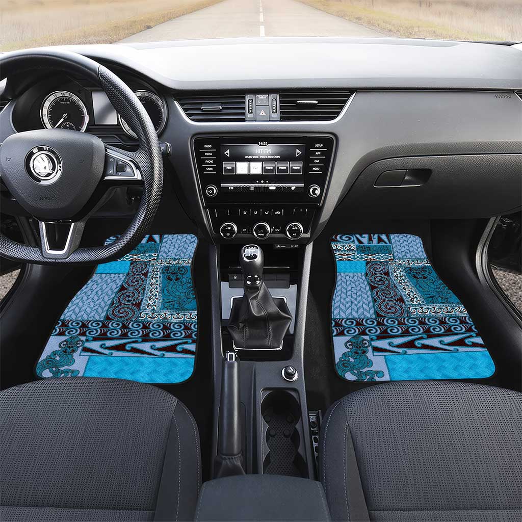 Blue Aotearoa Kowhaiwhai Pattern Car Mats NZ Maori Quilt Style
