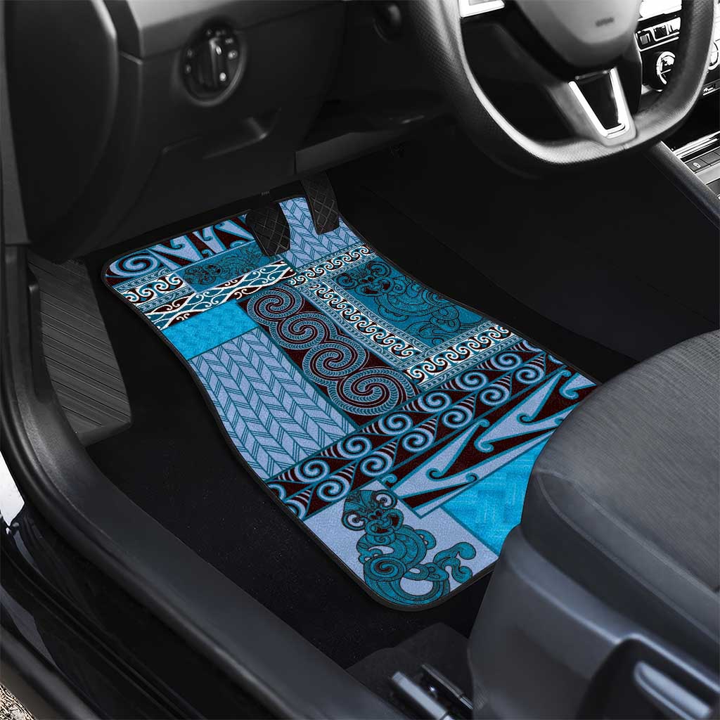 Blue Aotearoa Kowhaiwhai Pattern Car Mats NZ Maori Quilt Style