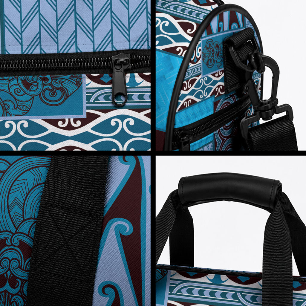 Blue Aotearoa Kowhaiwhai Pattern Duffle Bag NZ Maori Quilt Style LT14 - Polynesian Pride