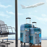 Blue Aotearoa Kowhaiwhai Pattern Luggage Cover NZ Maori Quilt Style