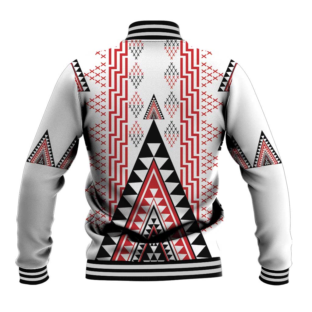 Aotearoa Taniko Baseball Jacket Niho Taniwha Purapura Whetu Mix Poutama
