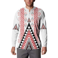Aotearoa Taniko Button Sweatshirt Niho Taniwha Purapura Whetu Mix Poutama