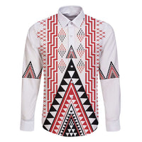 Aotearoa Taniko Family Matching Mermaid Dress and Hawaiian Shirt Niho Taniwha Purapura Whetu Mix Poutama LT14 Dad's Shirt - Long Sleeve White - Polynesian Pride