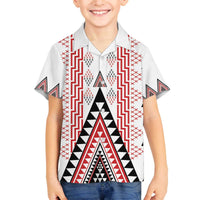 Aotearoa Taniko Family Matching Off The Shoulder Long Sleeve Dress and Hawaiian Shirt Niho Taniwha Purapura Whetu Mix Poutama LT14 Son's Shirt White - Polynesian Pride