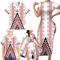 Aotearoa Taniko Family Matching Short Sleeve Bodycon Dress and Hawaiian Shirt Niho Taniwha Purapura Whetu Mix Poutama LT14 - Polynesian Pride