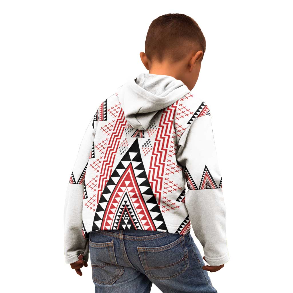 Aotearoa Taniko Kid Hoodie Niho Taniwha Purapura Whetu Mix Poutama
