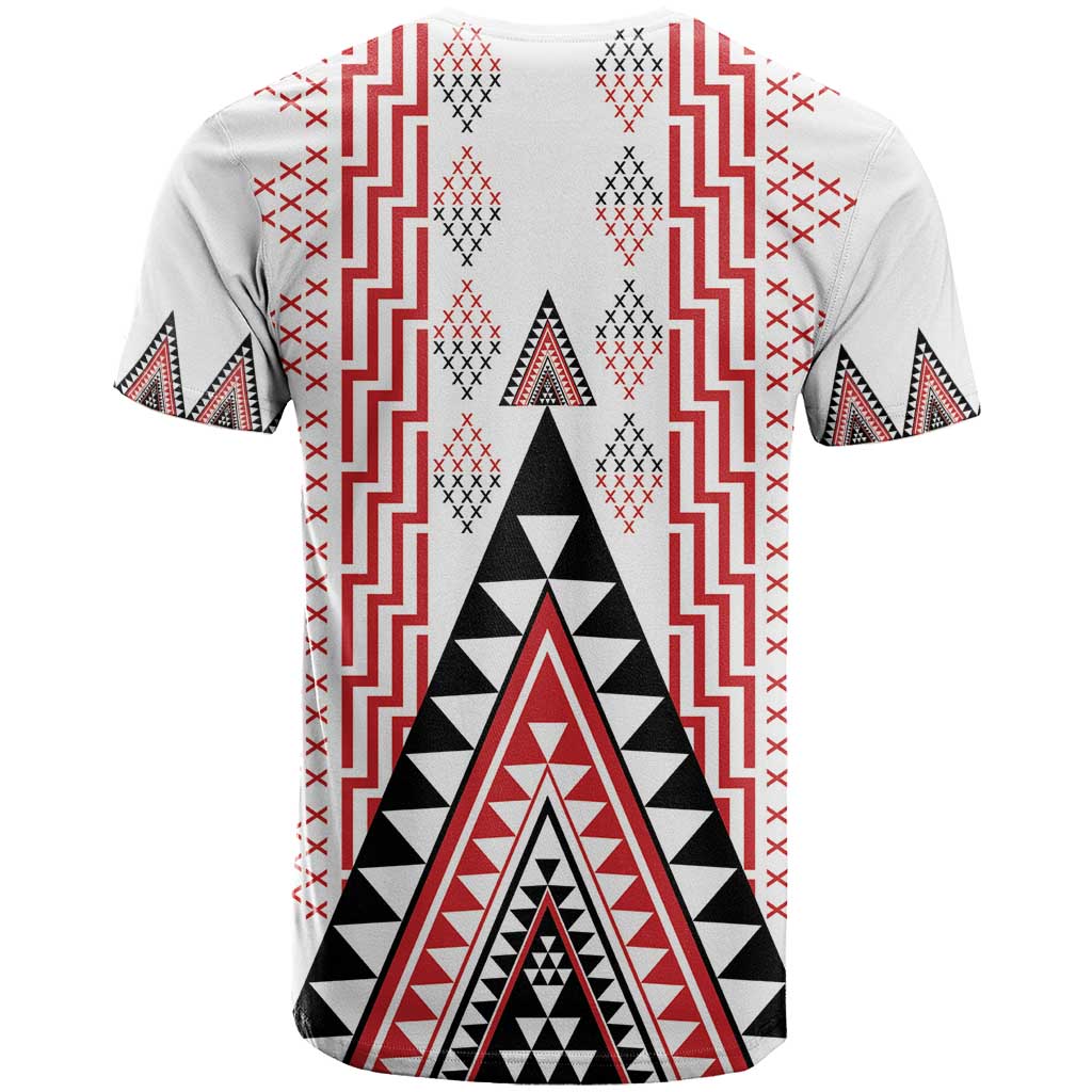 Aotearoa Taniko T Shirt Niho Taniwha Purapura Whetu Mix Poutama