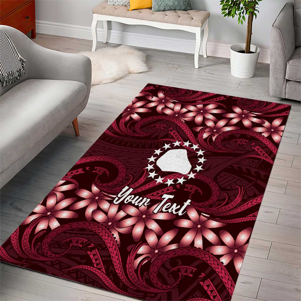 Personalised Cook Islands Mangaia Area Rug Tiare Maori Polynesian Waves Tattoo