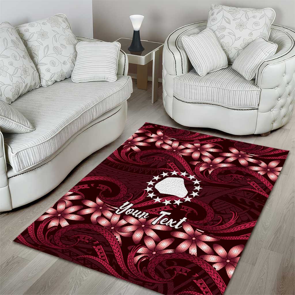 Personalised Cook Islands Mangaia Area Rug Tiare Maori Polynesian Waves Tattoo