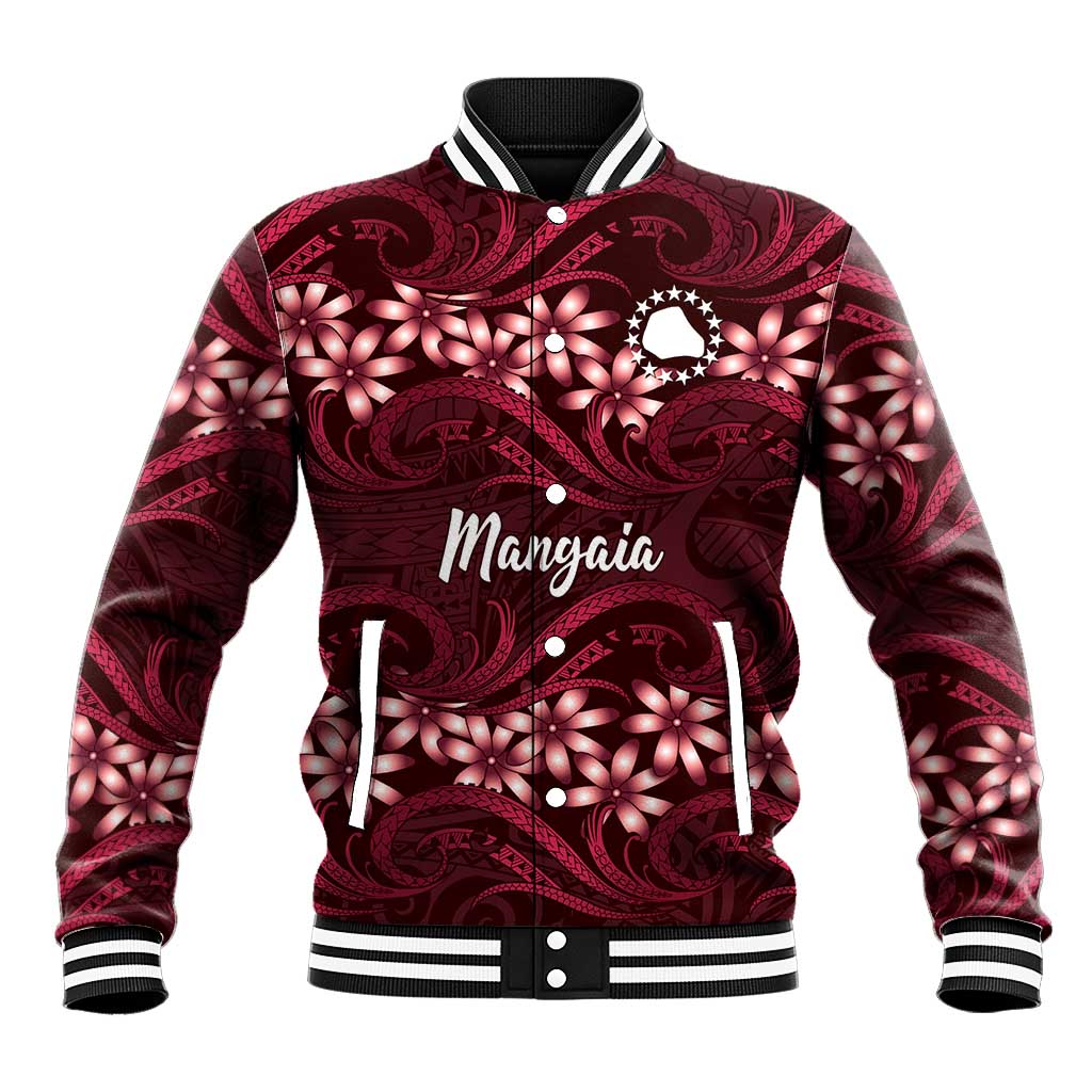 Personalised Cook Islands Mangaia Baseball Jacket Tiare Maori Polynesian Waves Tattoo