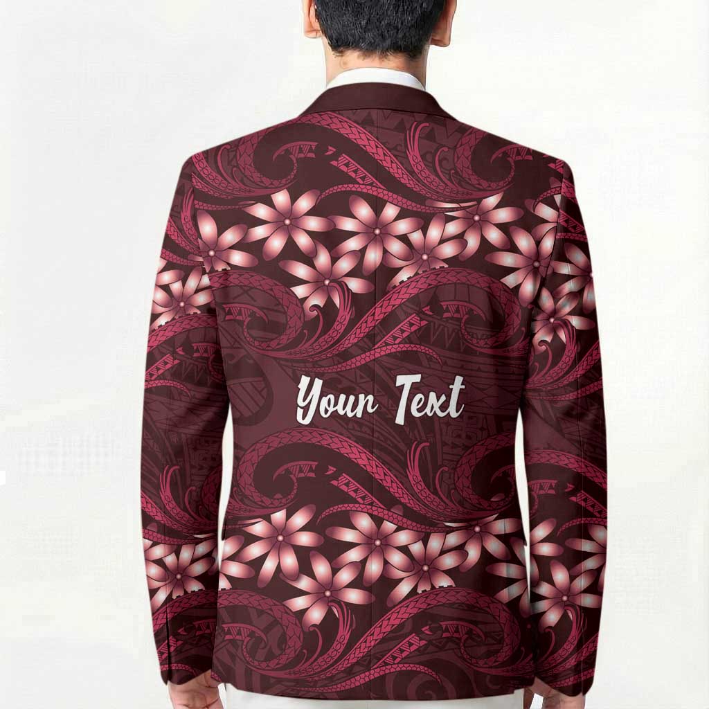 Personalised Cook Islands Mangaia Blazer Tiare Maori Polynesian Waves Tattoo
