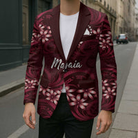 Personalised Cook Islands Mangaia Blazer Tiare Maori Polynesian Waves Tattoo