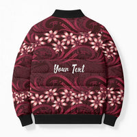 Personalised Cook Islands Mangaia Bomber Puffer Jacket Tiare Maori Polynesian Waves Tattoo