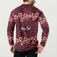 Personalised Cook Islands Mangaia Button Sweatshirt Tiare Maori Polynesian Waves Tattoo