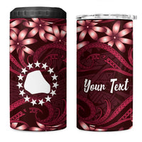 Personalised Cook Islands Mangaia 4 in 1 Can Cooler Tumbler Tiare Maori Polynesian Waves Tattoo