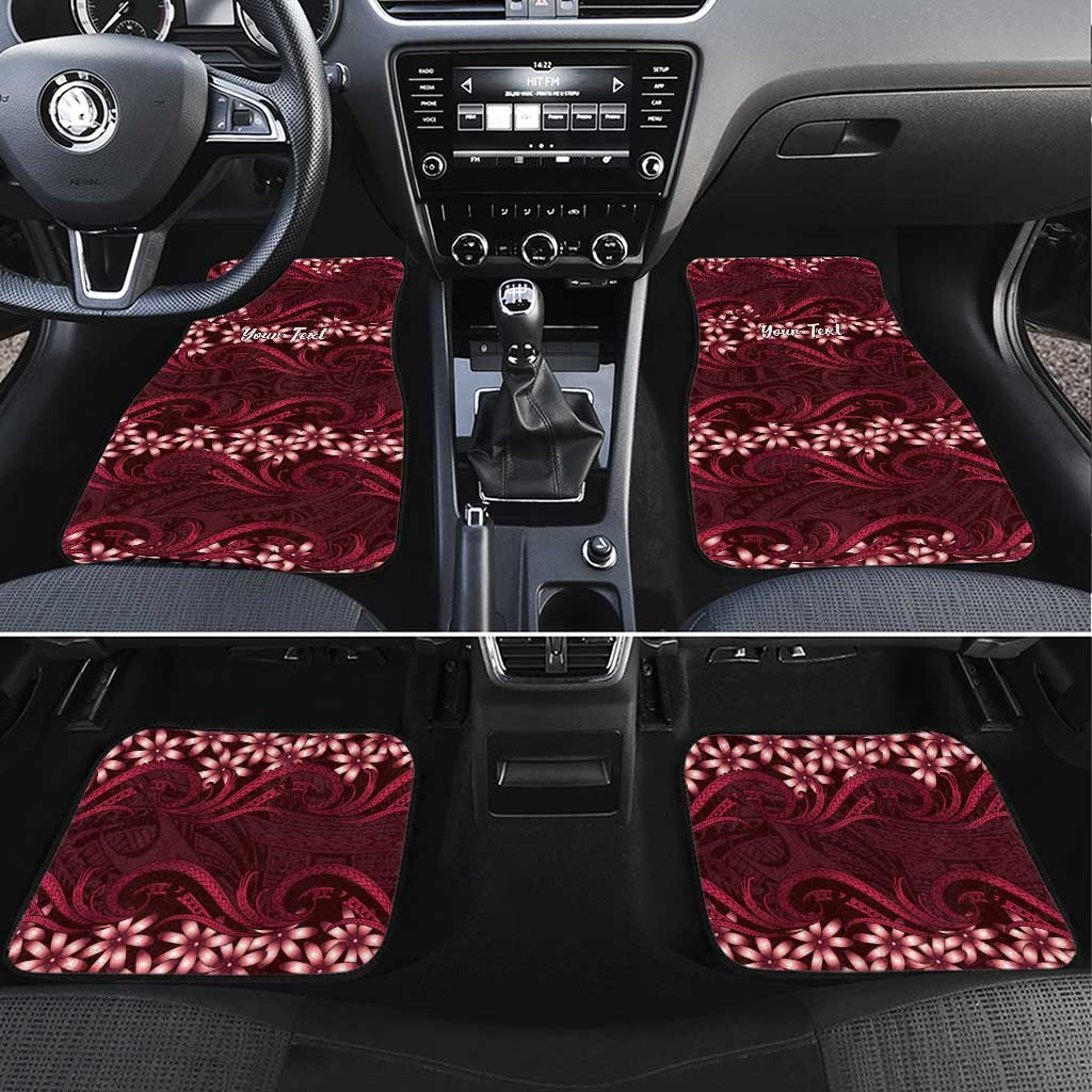 Personalised Cook Islands Mangaia Car Mats Tiare Maori Polynesian Waves Tattoo