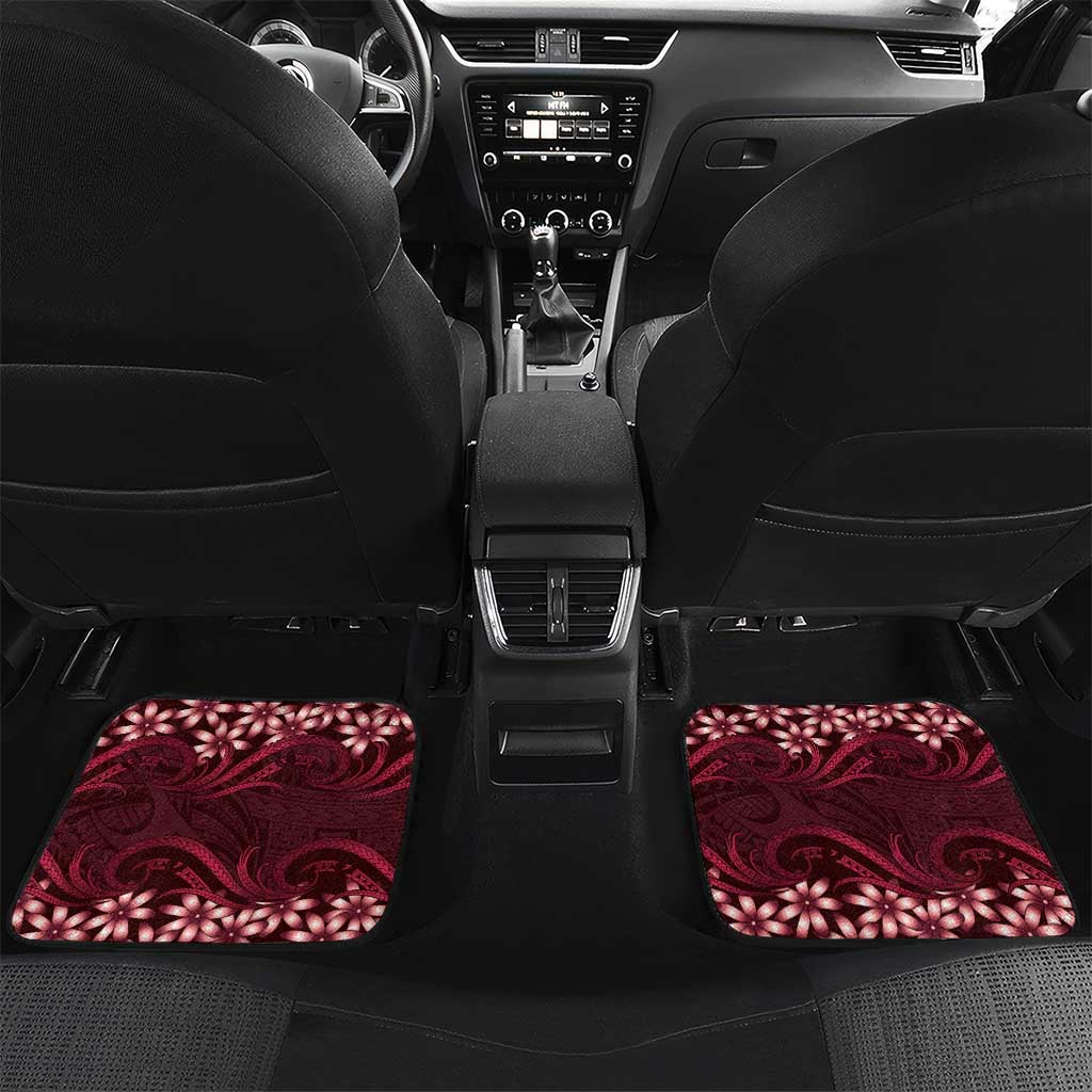 Personalised Cook Islands Mangaia Car Mats Tiare Maori Polynesian Waves Tattoo