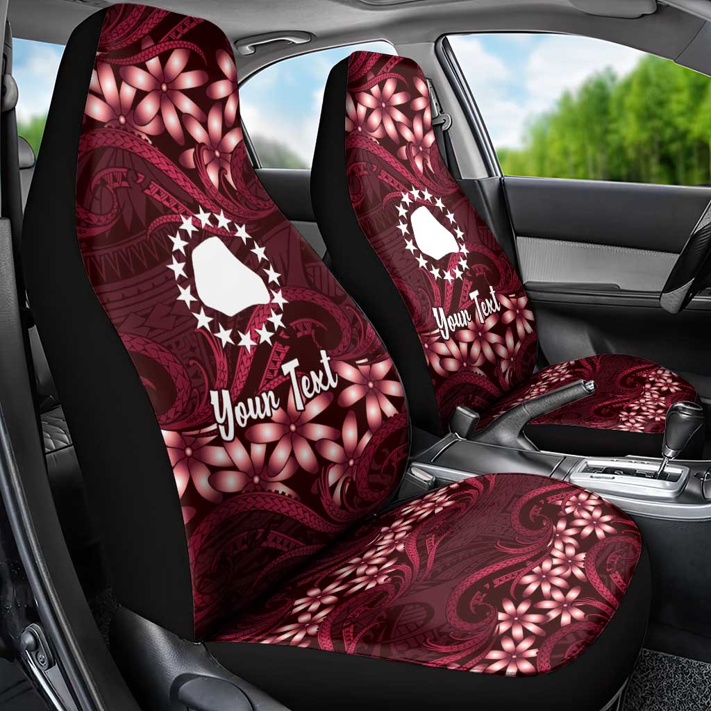 Personalised Cook Islands Mangaia Car Seat Cover Tiare Maori Polynesian Waves Tattoo
