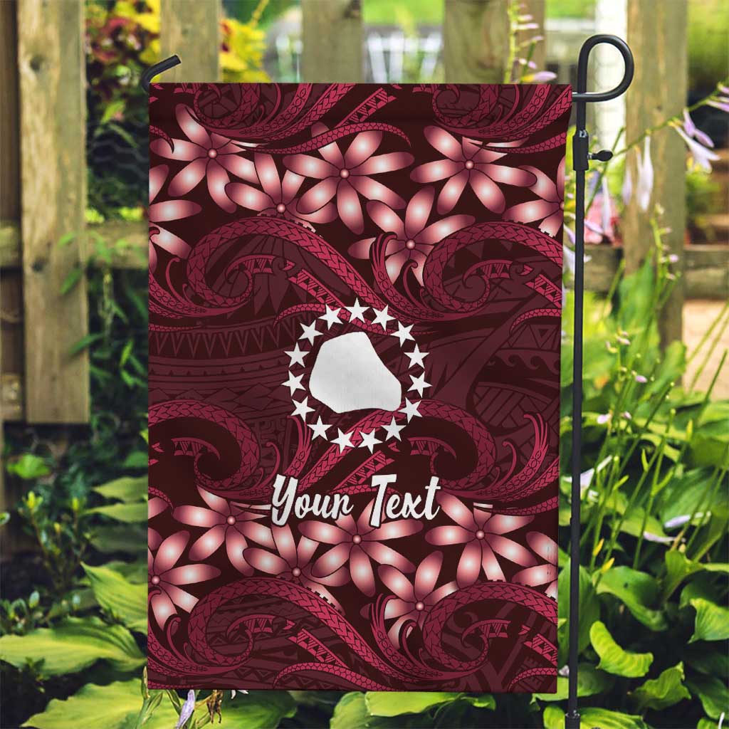 Personalised Cook Islands Mangaia Garden Flag Tiare Maori Polynesian Waves Tattoo