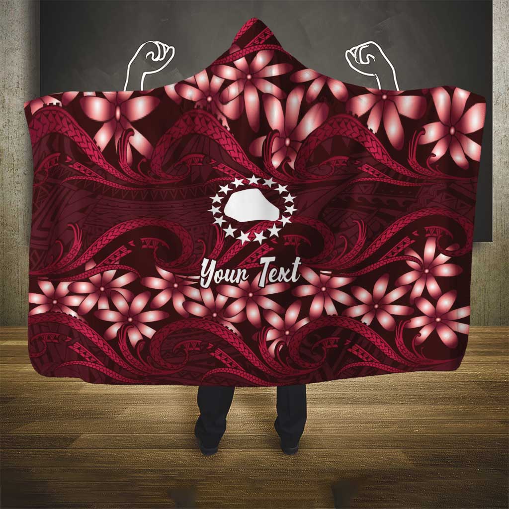 Personalised Cook Islands Mangaia Hooded Blanket Tiare Maori Polynesian Waves Tattoo