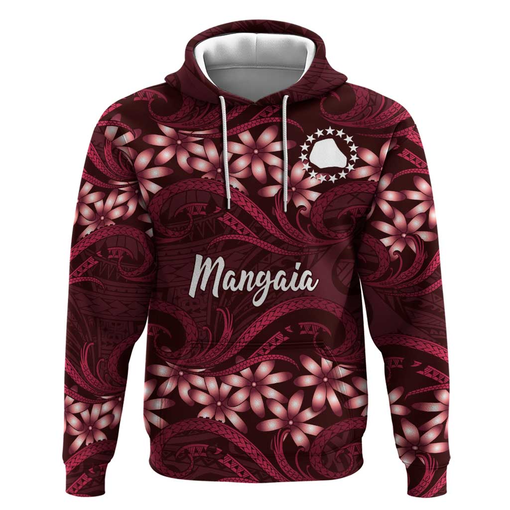 Personalised Cook Islands Mangaia Hoodie Tiare Maori Polynesian Waves Tattoo
