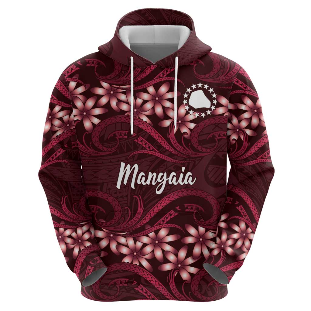Personalised Cook Islands Mangaia Hoodie Tiare Maori Polynesian Waves Tattoo