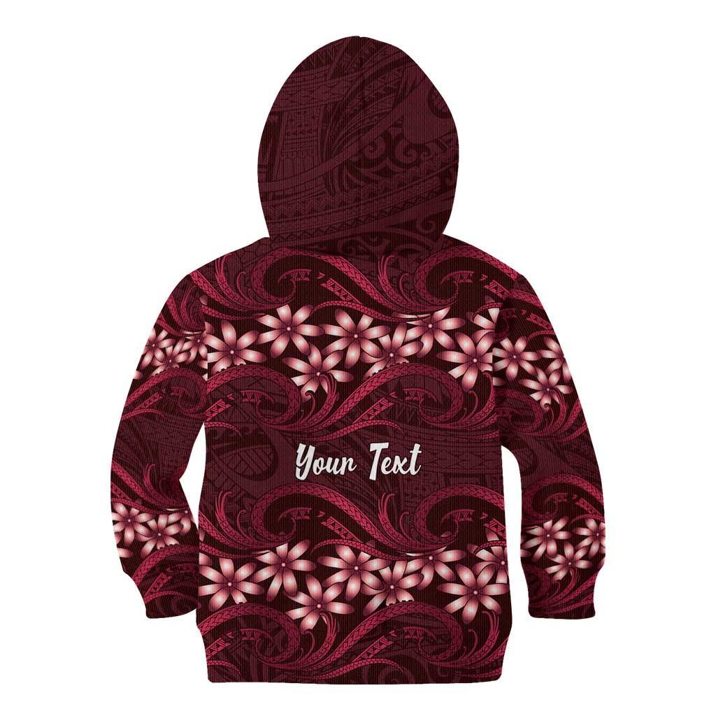 Personalised Cook Islands Mangaia Kid Hoodie Tiare Maori Polynesian Waves Tattoo