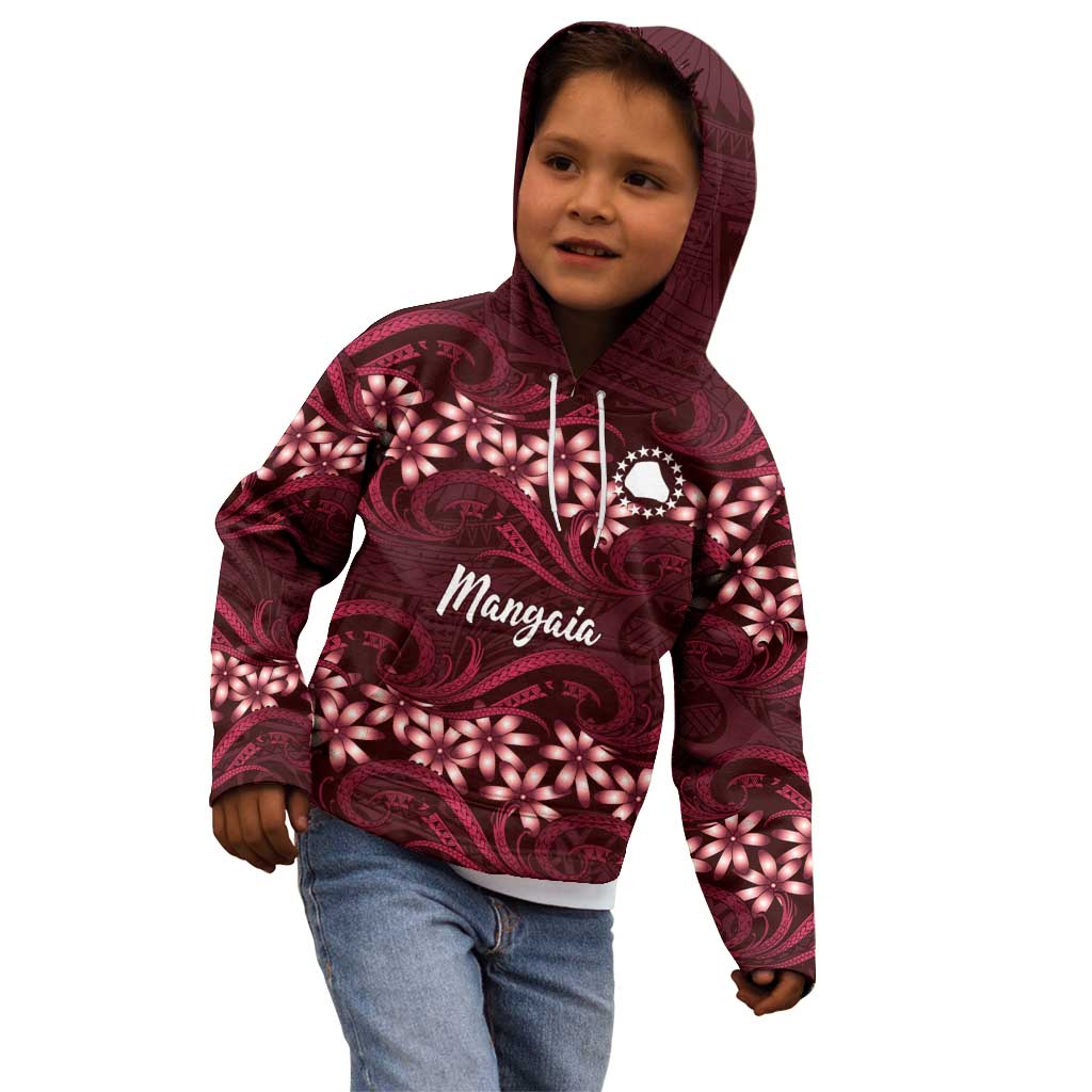 Personalised Cook Islands Mangaia Kid Hoodie Tiare Maori Polynesian Waves Tattoo